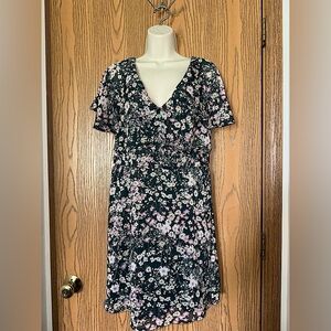 Target Womens Green Floral Button Smocked Prarie Floral Dress Size Large